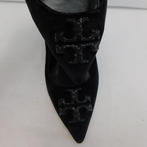 Tory Burch Women's Black Eleanor Velvet Slingback Pumps - Size 7.5 Shoes - Picture 9 of 14